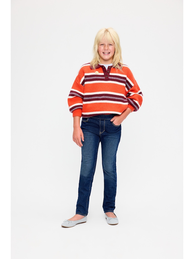 Chandail polo rugby brodé à manches longues surdimensionné pour fille