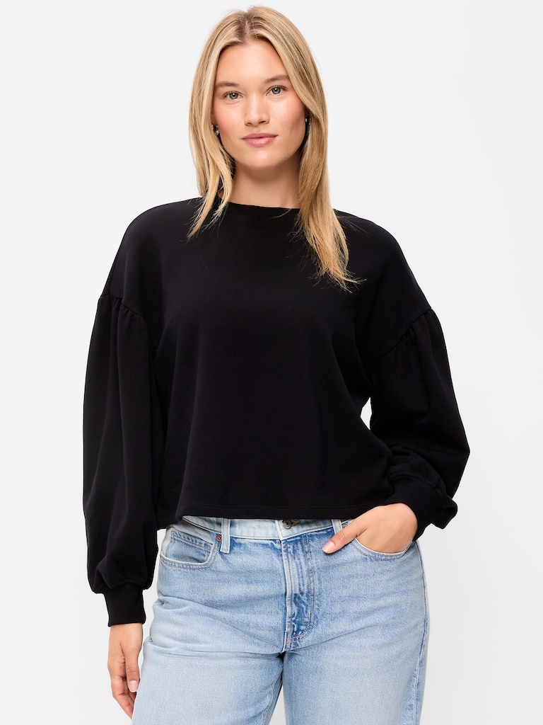 SoComfy Oversized Puff-Sleeve Cropped Sweatshirt