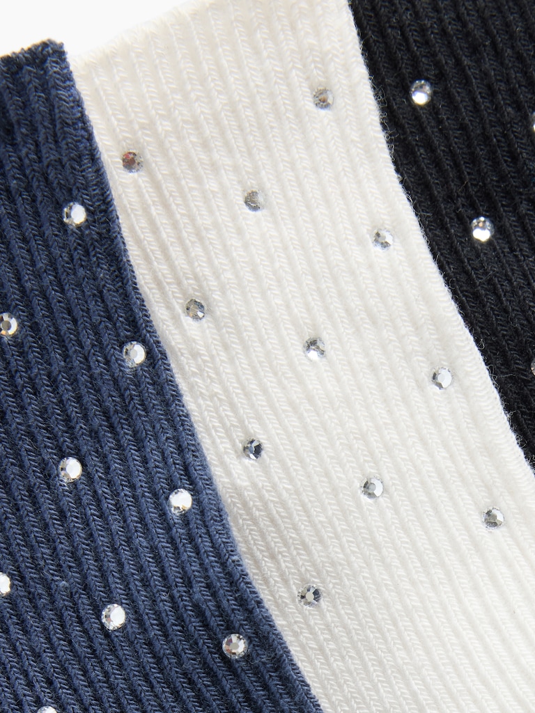 Kids Rhinestone Crew Socks (3-Pack)