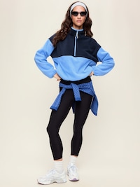 Oversized Half-Zip Cropped Fleece Sweatshirt