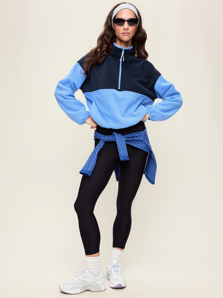 Oversized Half-Zip Cropped Fleece Sweatshirt