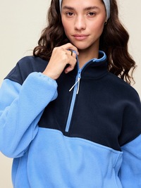 Oversized Half-Zip Cropped Fleece Sweatshirt