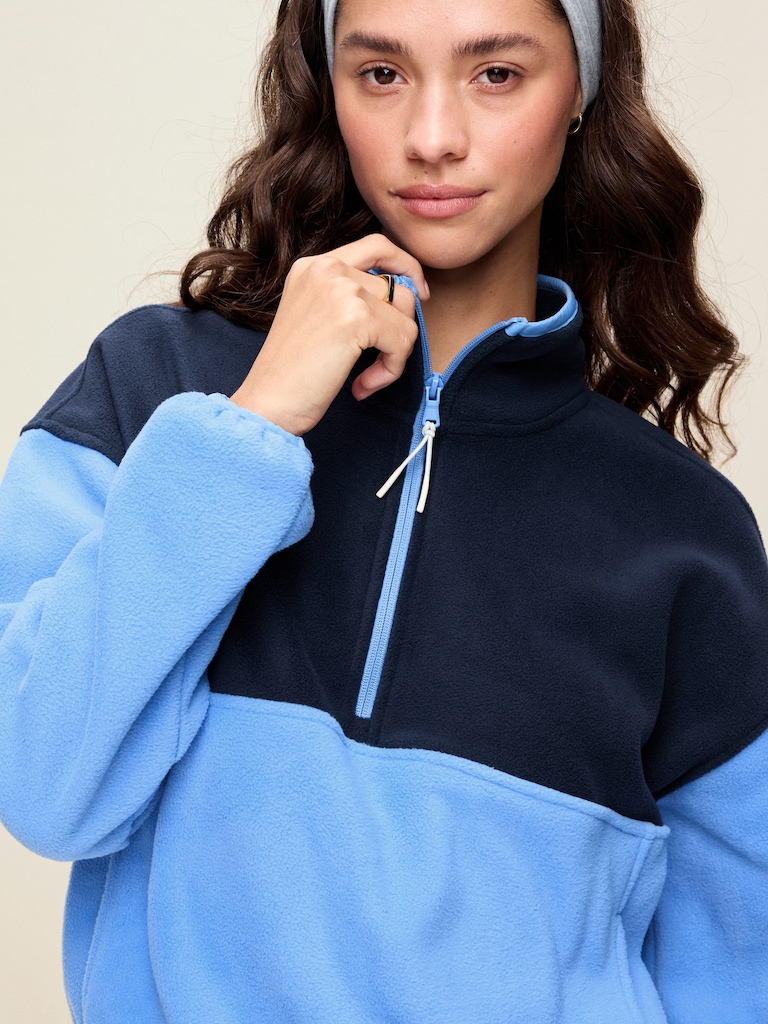 Oversized Half-Zip Cropped Fleece Sweatshirt