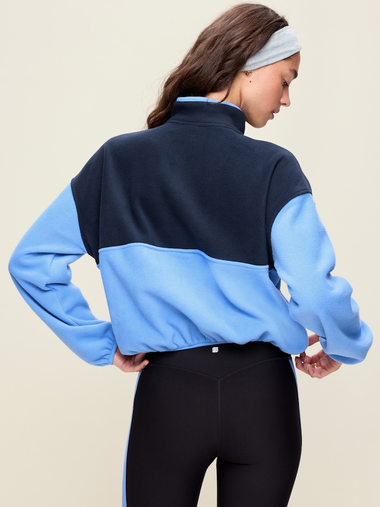 Oversized Half-Zip Cropped Fleece Sweatshirt