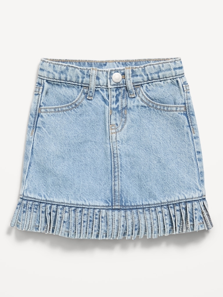High-Waisted Fringed-Hem Jean Skirt for Toddler Girls