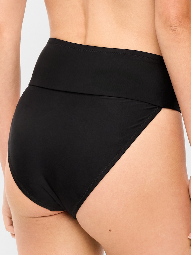 High-Waisted Cinched Bikini Swim Bottoms