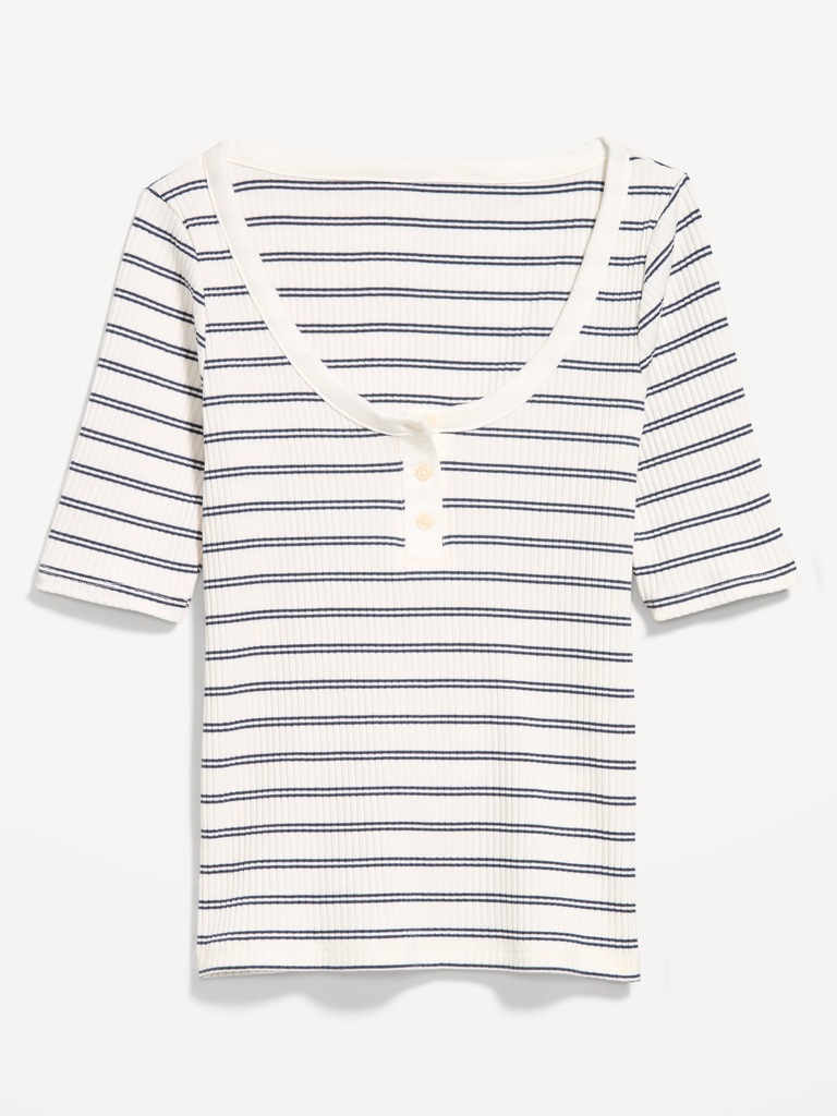 T-shirt henley ajusté à encolure dégagée