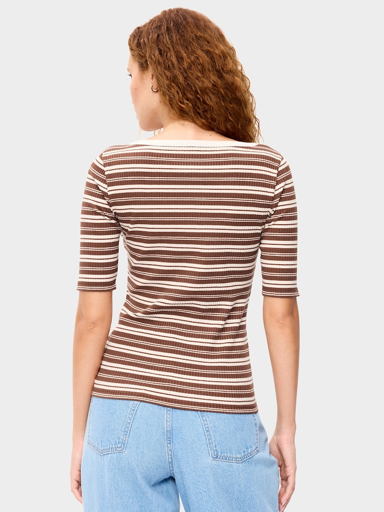Fitted Scoop-Neck Henley T-Shirt
