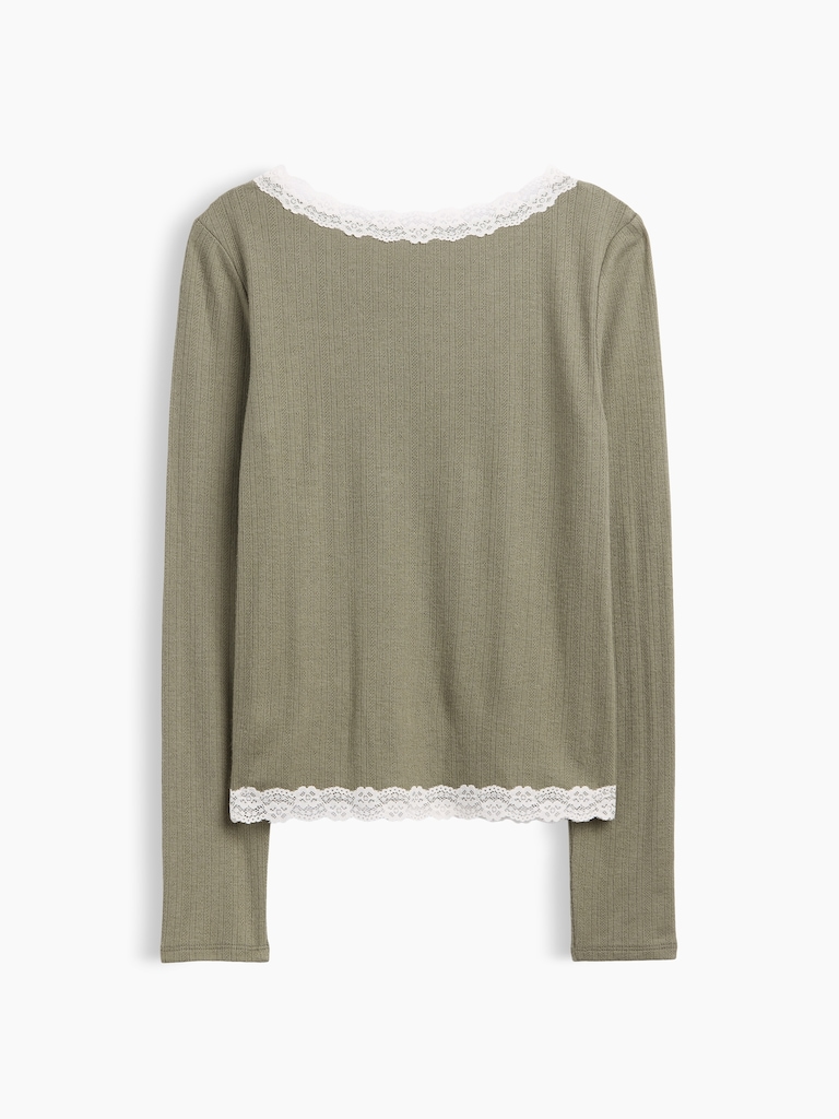 Kids Pointelle Lace-Trim Top