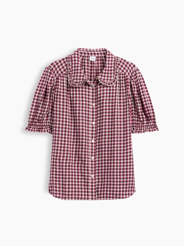 Puff Sleeve Flannel Shirt