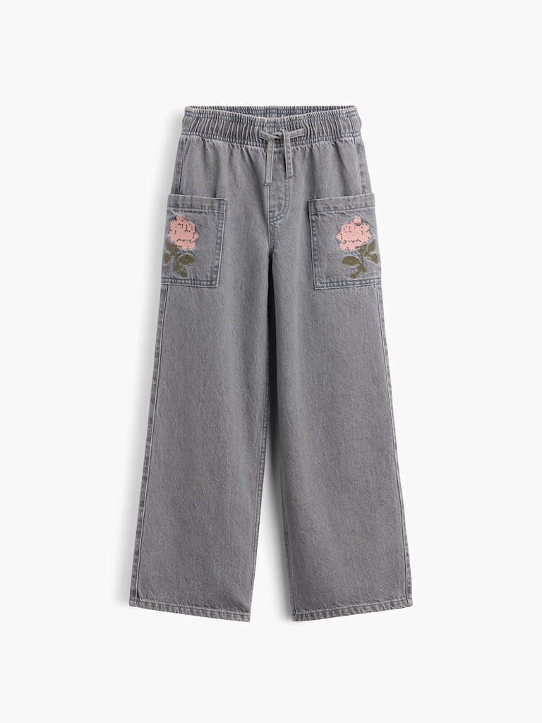 Kids Pull-On Wide Leg Jeans