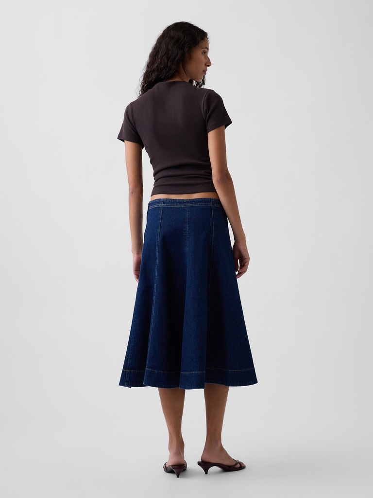 Denim Tulip Midi Skirt