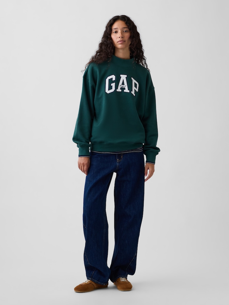 VintageSoft Oversized Mockneck Logo Sweatshirt