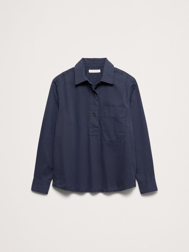 Relaxed Cotton-Twill Popover Shirt