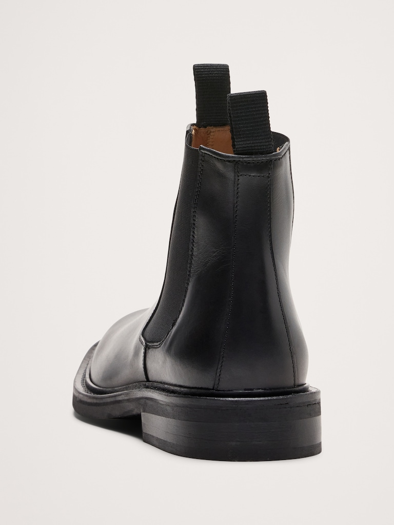 Italian Leather Square-Toe Chelsea Boot