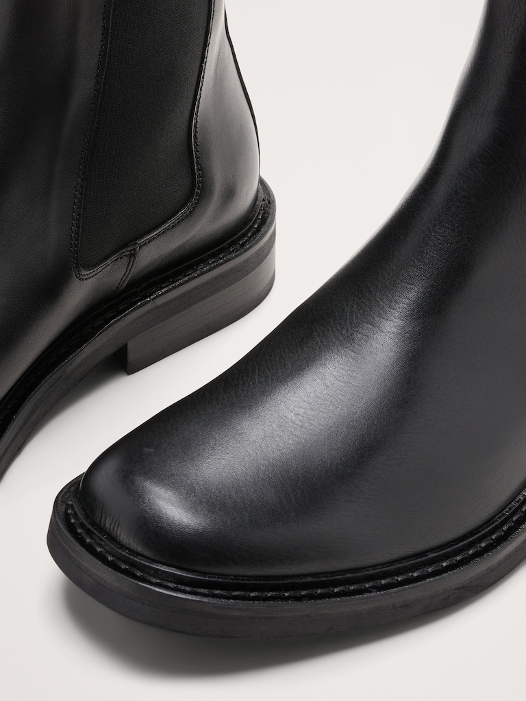 Italian Leather Square-Toe Chelsea Boot