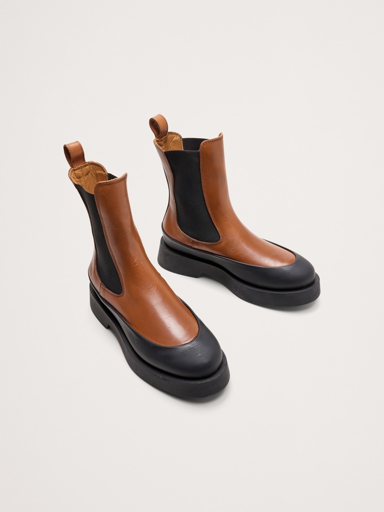 Italian Leather Platform Chelsea Boot