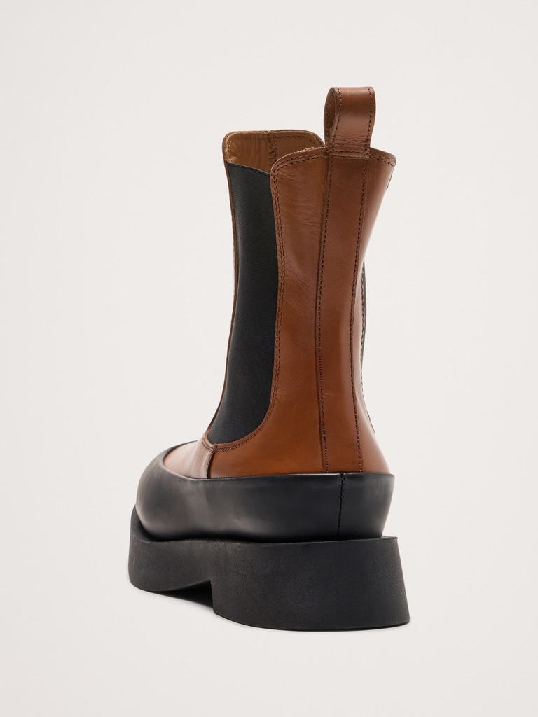 Italian Leather Platform Chelsea Boot