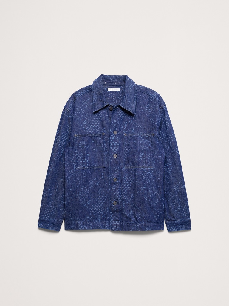 Relaxed-Fit Italian Printed Denim Shirt