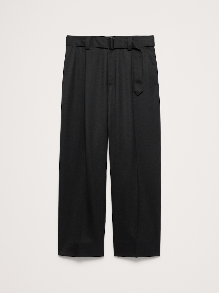Loose Belted Twill Dress Pant