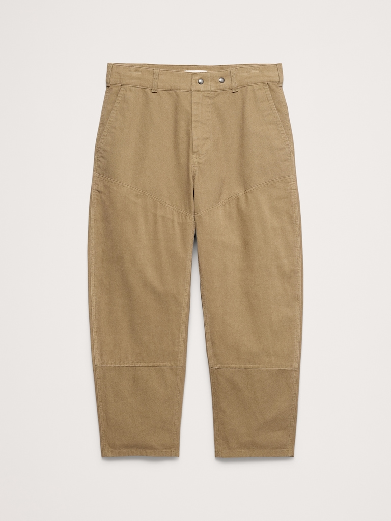 Relaxed Mixed Media Barrel Pant