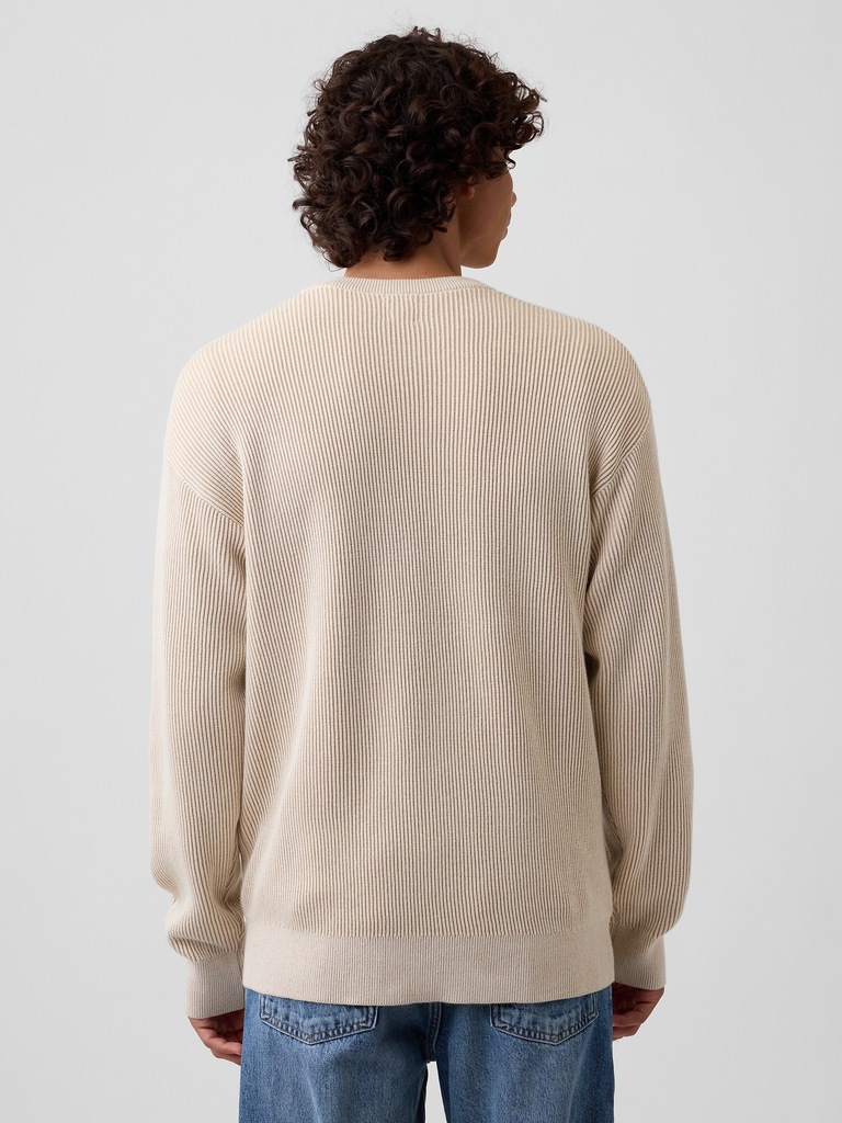 Relaxed Fisherman Stitch Crewneck Sweater