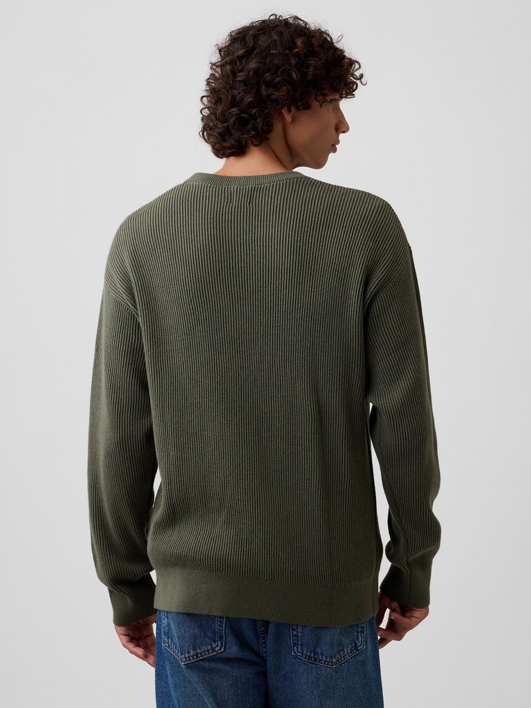 Relaxed Fisherman Stitch Crewneck Sweater