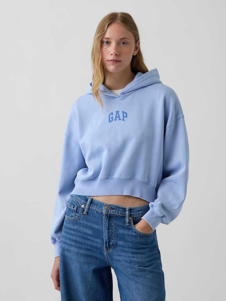 VintageSoft Crop Logo Hoodie