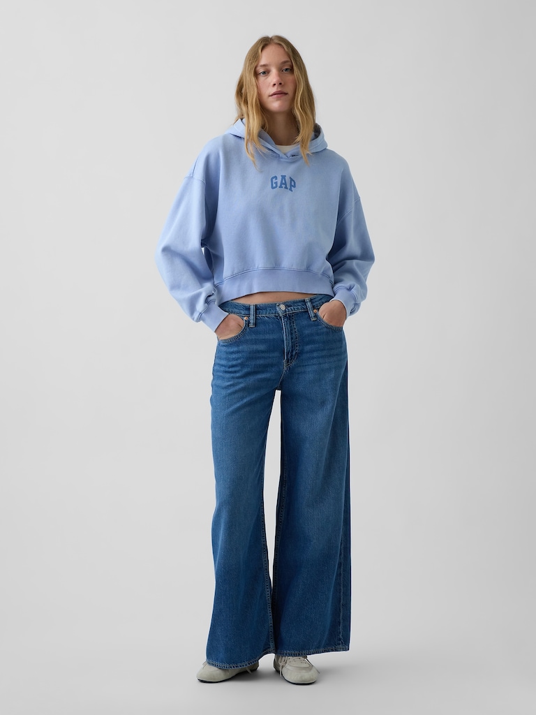 VintageSoft Crop Logo Hoodie