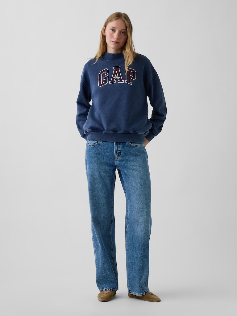 VintageSoft Oversized Mockneck Logo Sweatshirt