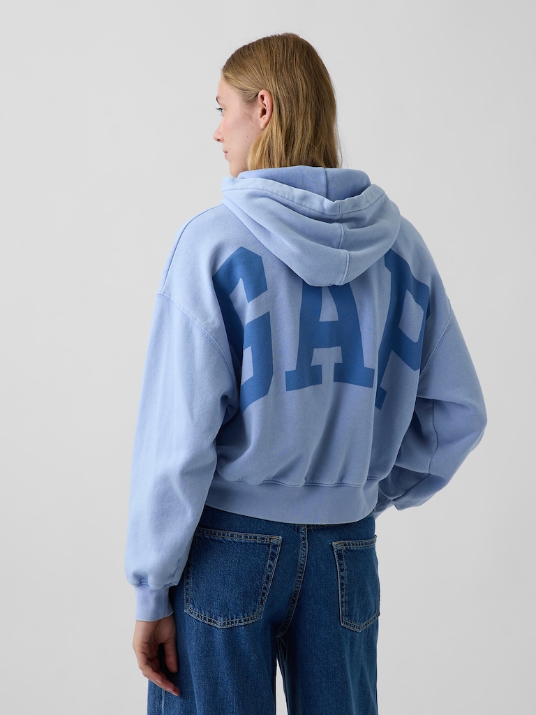 VintageSoft Crop Logo Hoodie