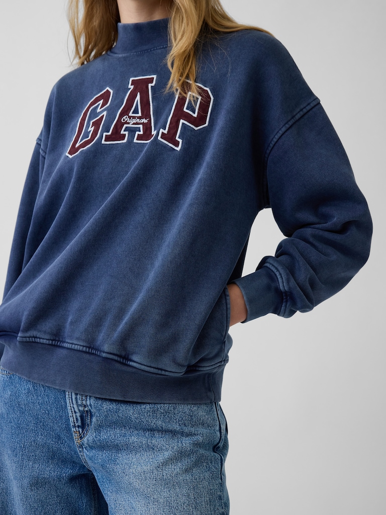 VintageSoft Oversized Mockneck Logo Sweatshirt