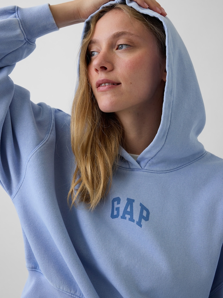 VintageSoft Crop Logo Hoodie