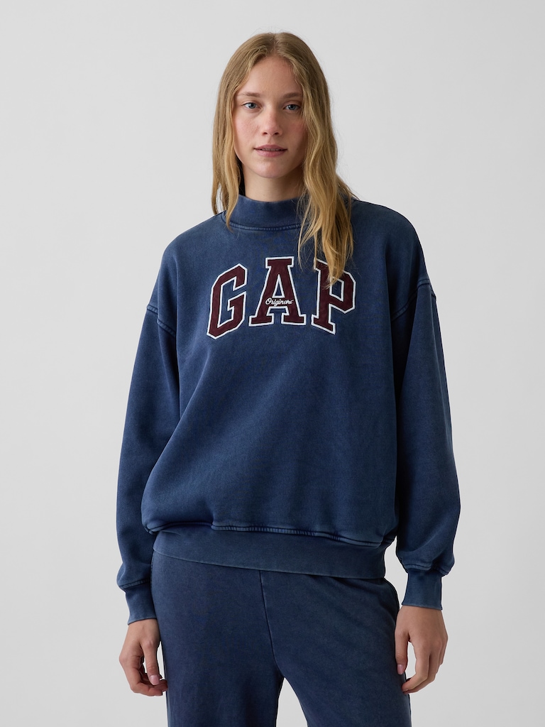 VintageSoft Oversized Mockneck Logo Sweatshirt