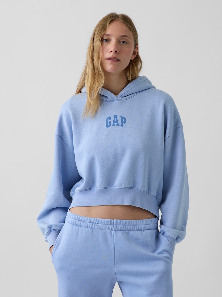 VintageSoft Crop Logo Hoodie