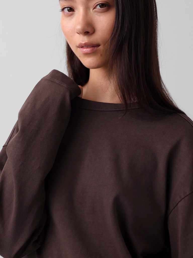Knit Oversized Crop T-Shirt