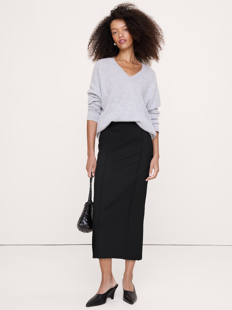 Ponte Pintuck Pencil Skirt