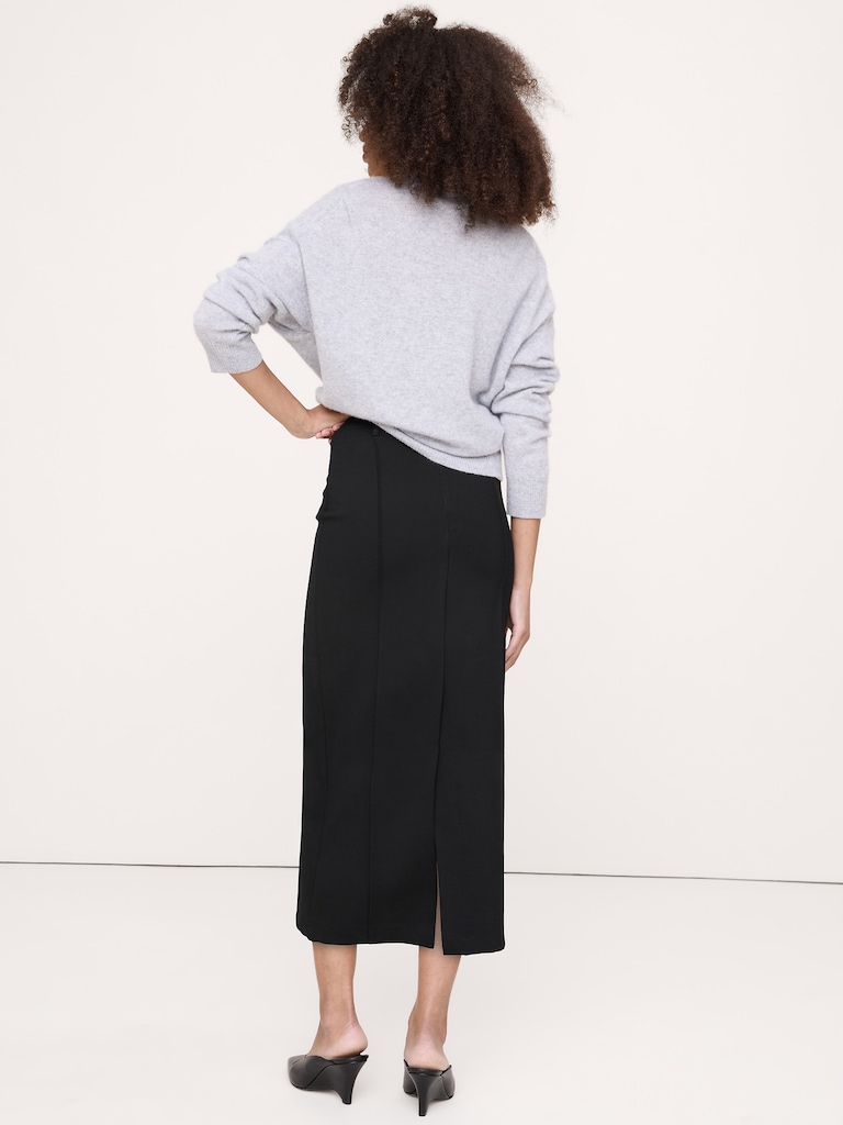 Ponte Pintuck Pencil Skirt