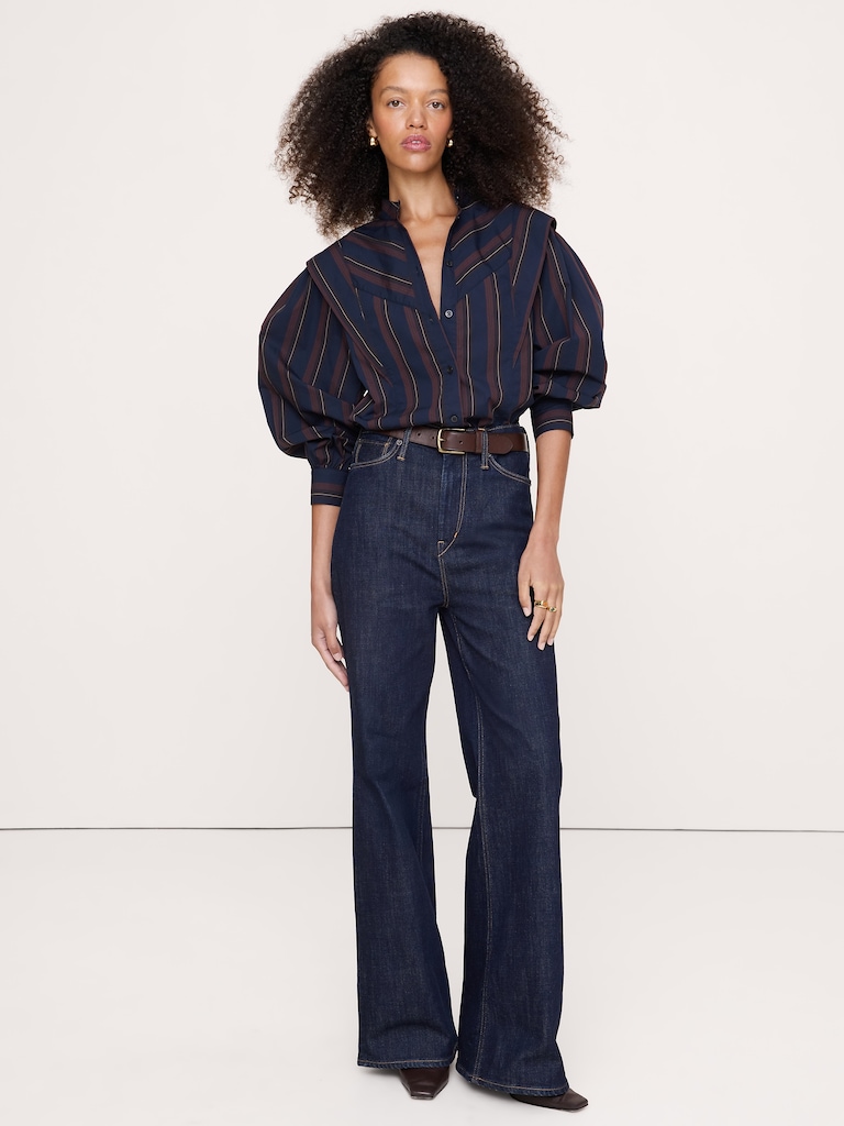 Cotton Layered-Collar Shirt