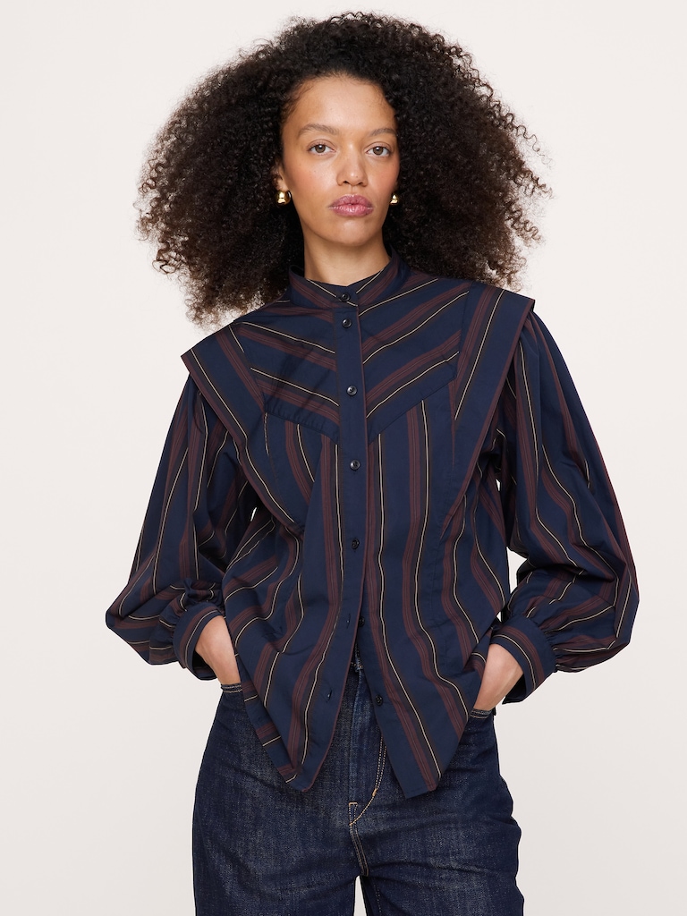 Cotton Layered-Collar Shirt