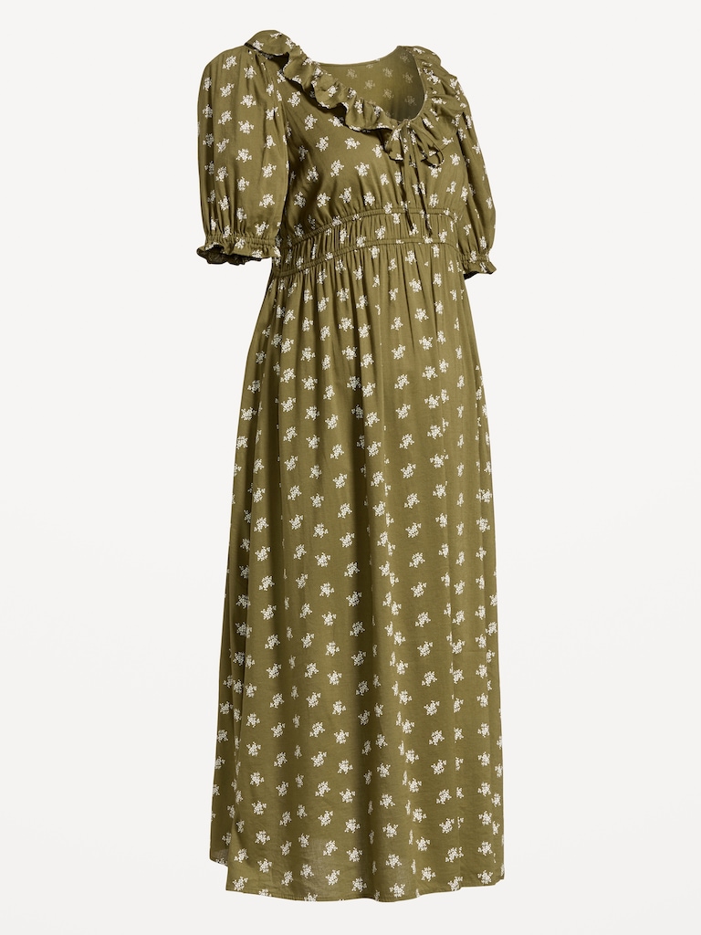 Robe de maternité longue à manches bouffantes