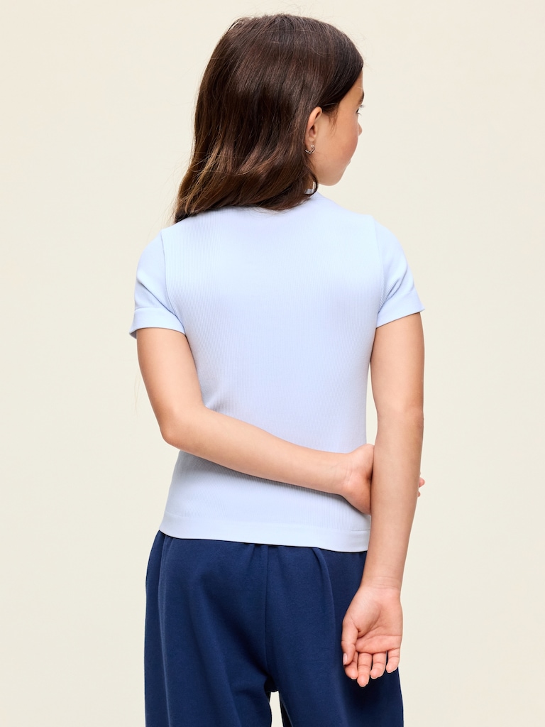 Fitted Seamless Ribbed Performance Top for Girls