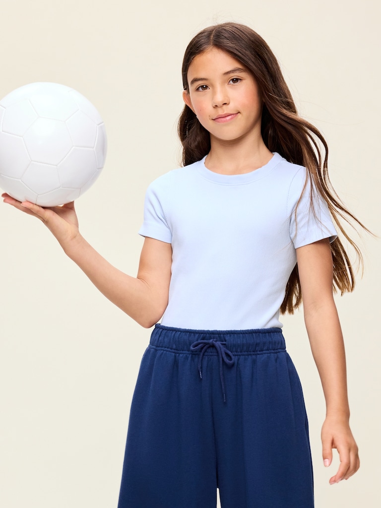 Fitted Seamless Ribbed Performance Top for Girls