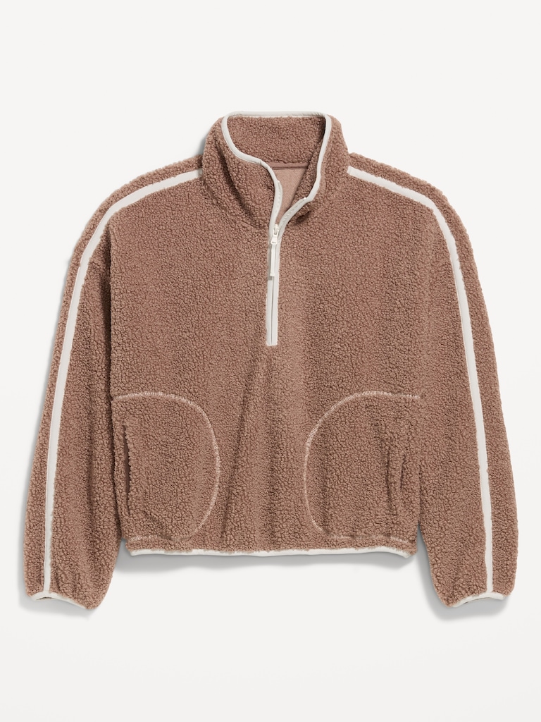Loose Sherpa Quarter-Zip Pullover