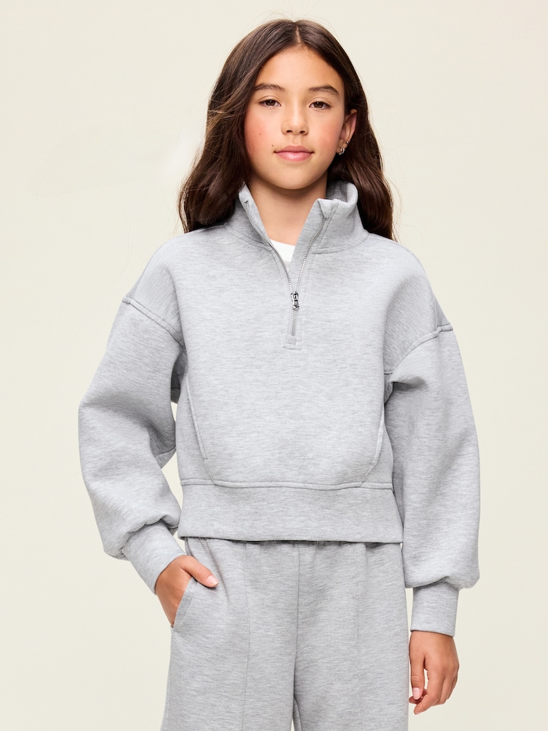 Chandail à demi-glissière en molleton raffiné pour fille