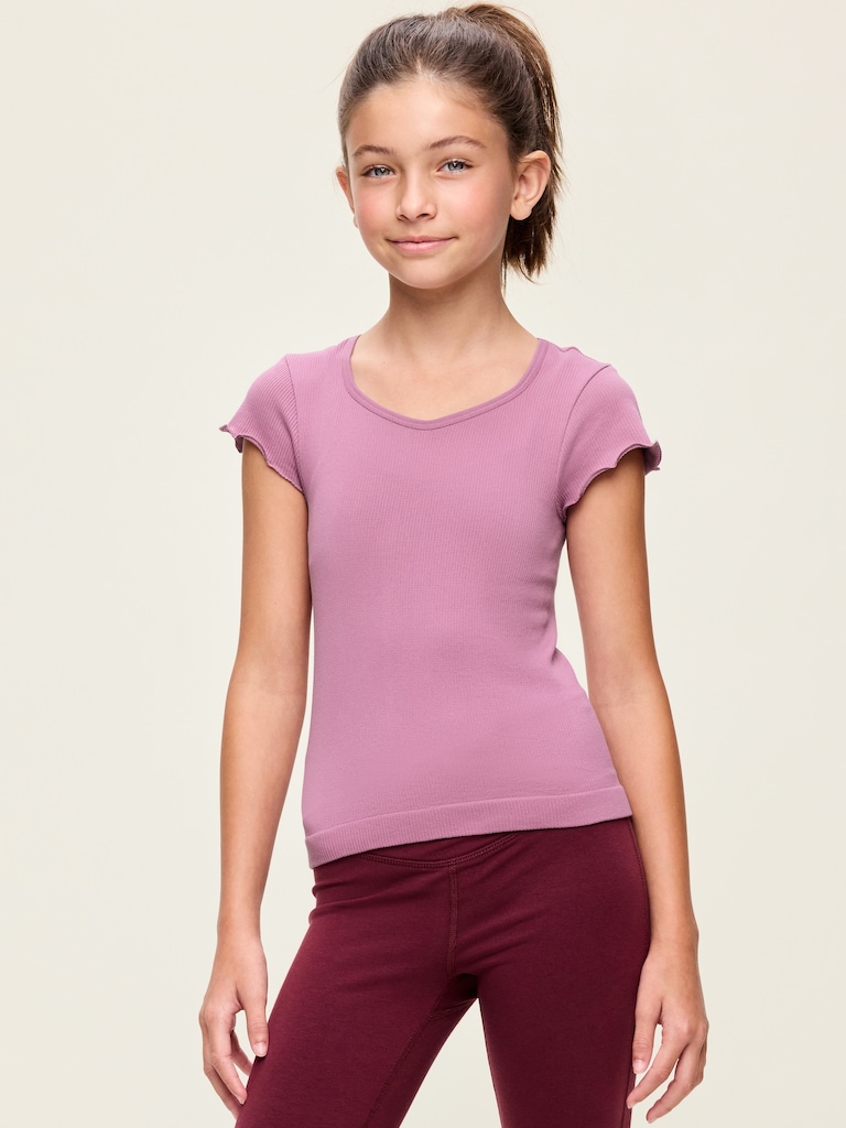 Fitted Seamless Ribbed  Performance Top for Girls