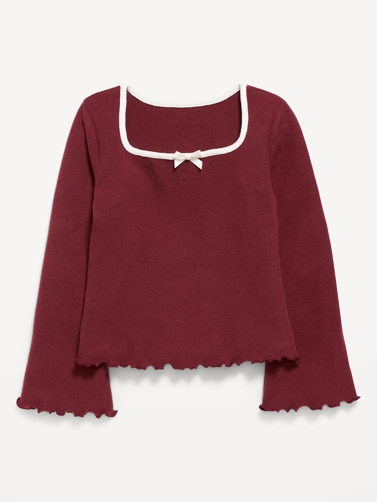 Haut à encolure carrée en tricot gaufré UltraConfo pour fille