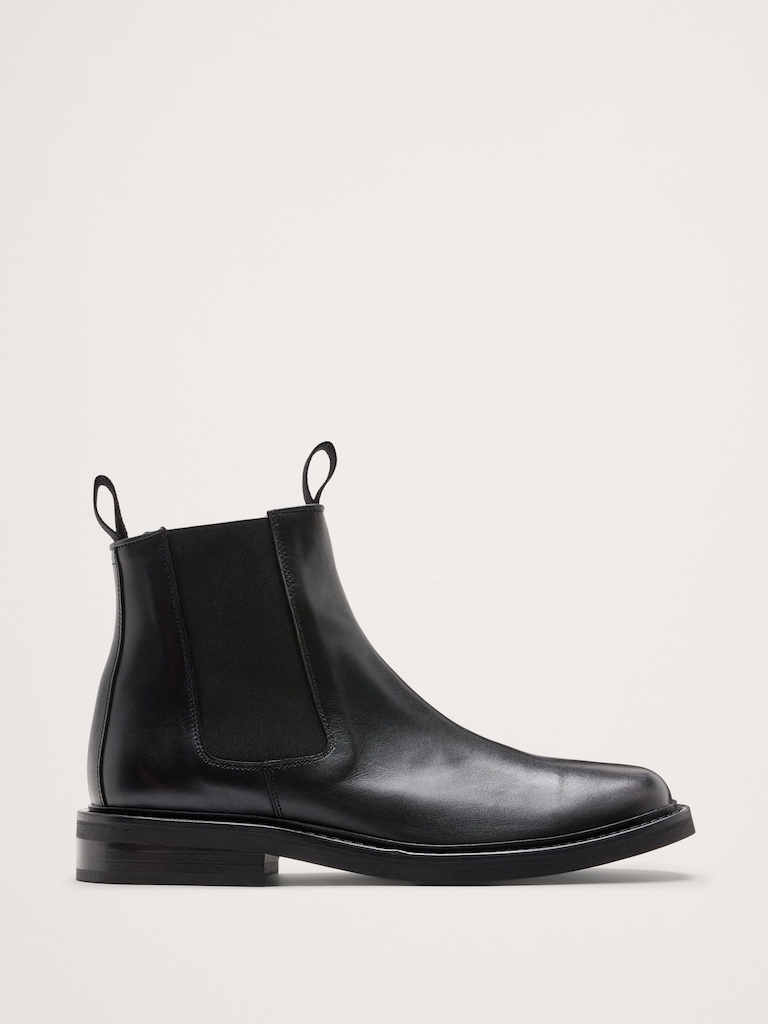Italian Leather Square-Toe Chelsea Boot