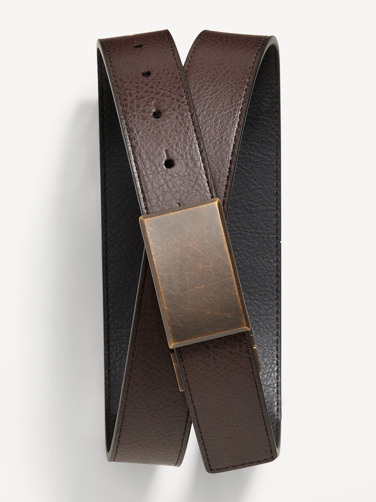 Faux-Leather Reversible Ratchet Belt