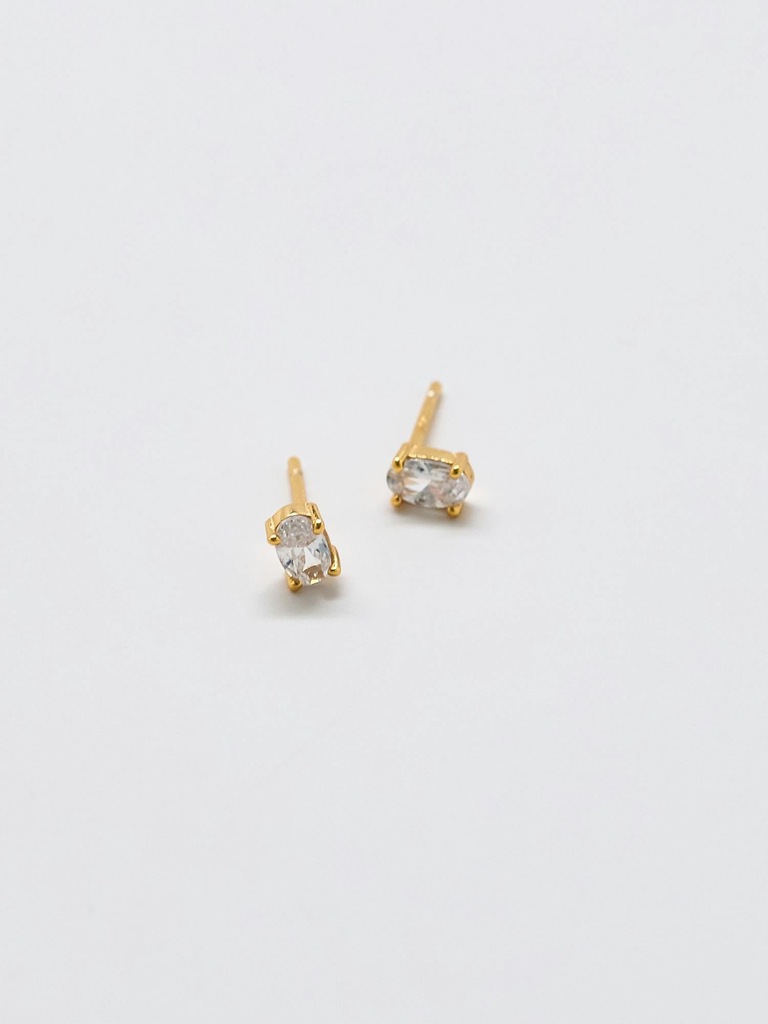 Admiral Row White CZ Oval Stud Earrings
